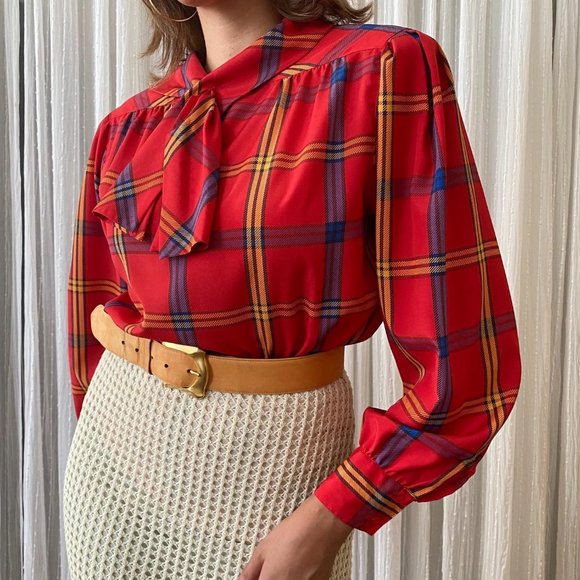 SOLD Vintage Chaus Petites Plaid Long Sleeve top - Picture 3 of 7